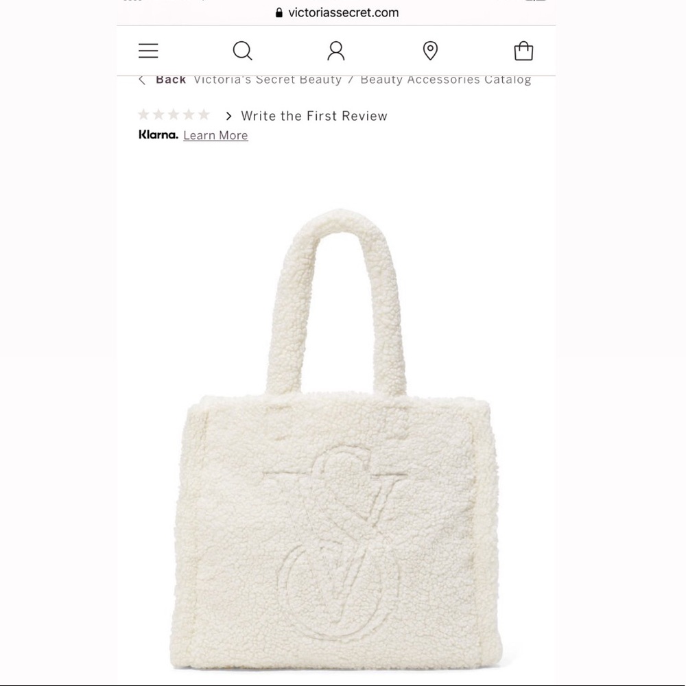 RARE, NEW WITH TAGS Victoria’s Secret Sherpa tote bag off-white/white
